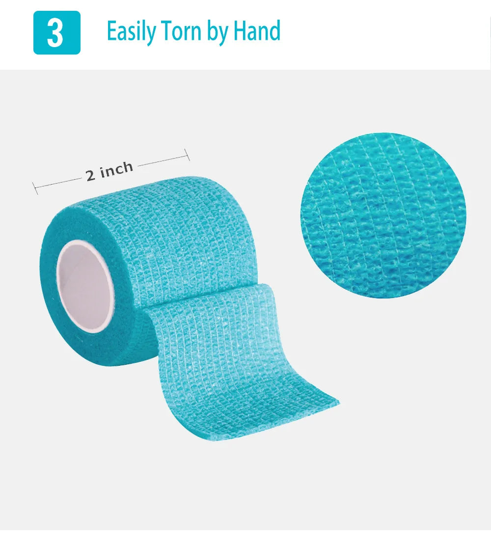 1Roll 2.5/5/10cm*4.5m Gauze Medical Bandage Self-adhesive Breathable Elastic Bandages for Sports Fixing Finger Wrist Leg Tapes