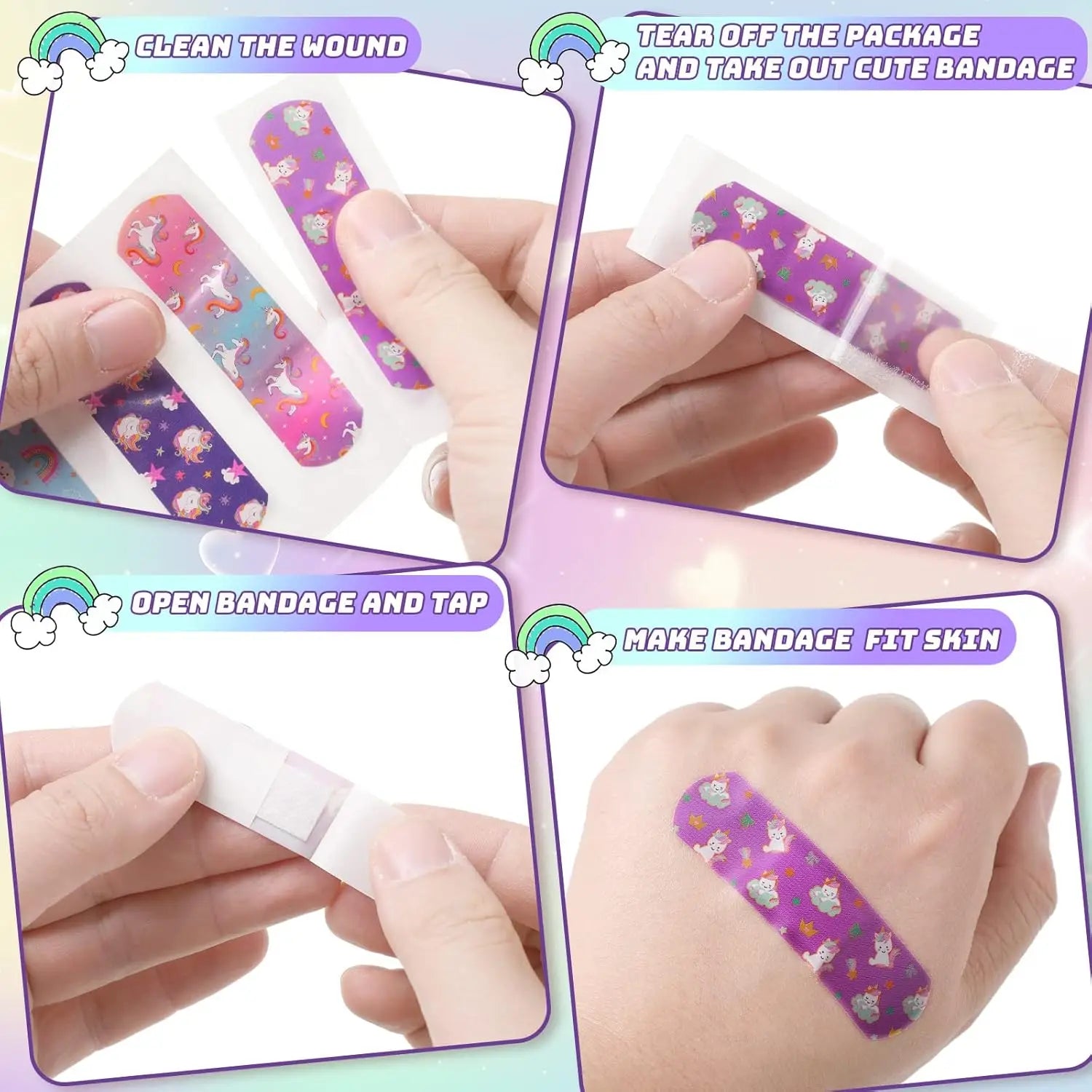 6 Styles  Bandages Cute Cartoon Unicorn Bandages for Girls Kawaii Variety Pack Comfortable Flexible Protection Care for Cuts