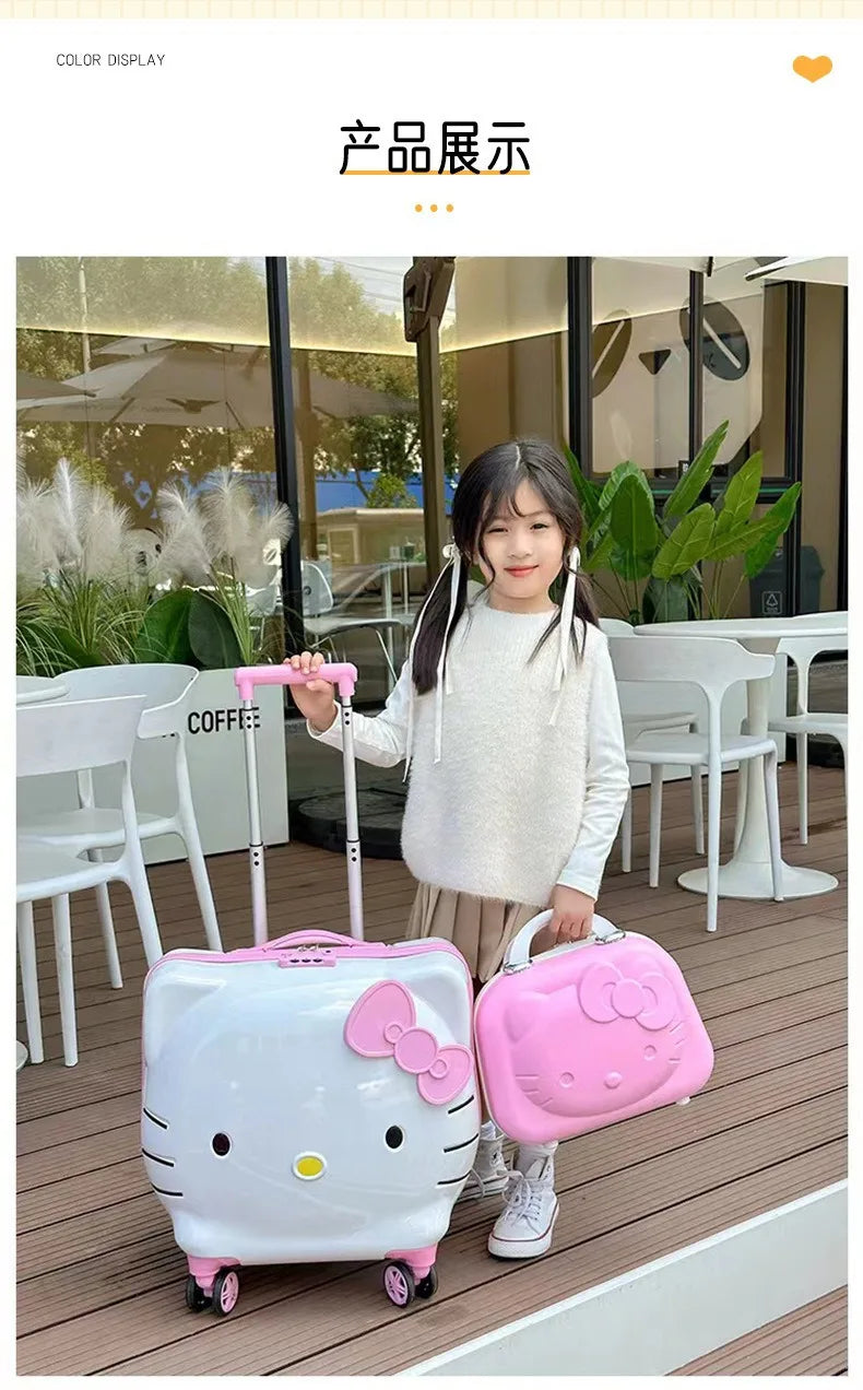 New Hello Kitty 14/20 Inch Cartoon Travel With Lock Trolley Box Cute Suitcase Makeup Case Large-capacity Storage Box Girls Gifts