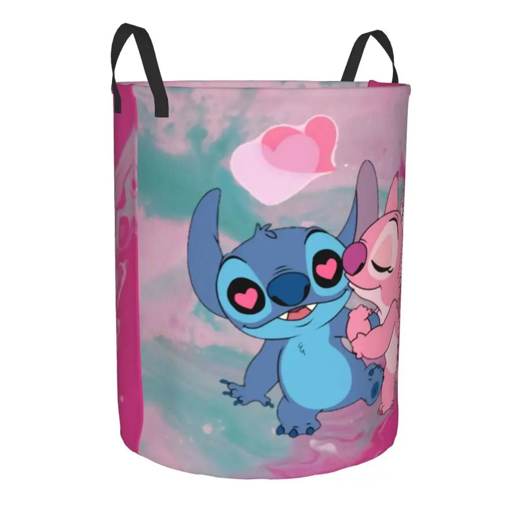 Custom I Love Stitch Laundry Basket Collapsible Toy Clothes Hamper Storage Bin for Kids Nursery