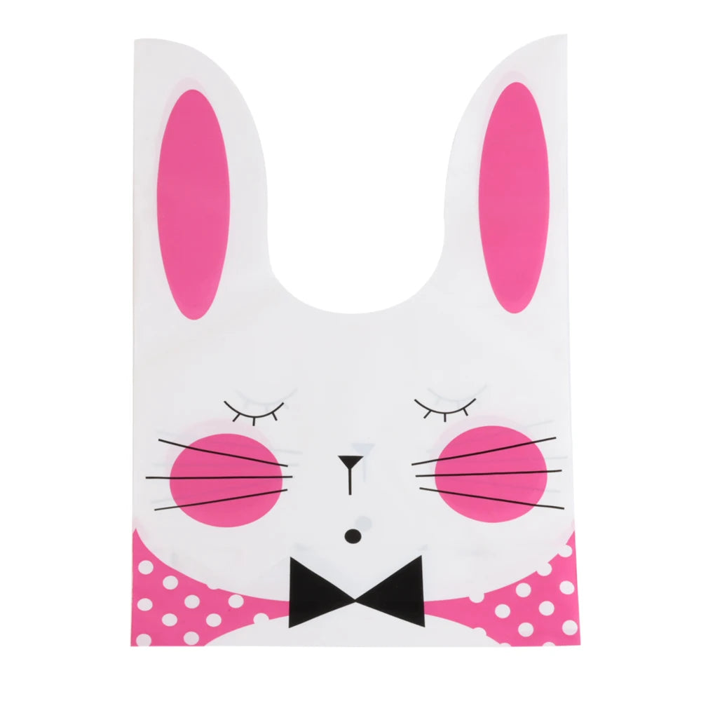 10/25/50pcs Plastic Candy Bags Cookie  Cute Carton Rabbit Ear Bags Biscuits Snack Baking Packing Supplies Kids Gifts Wholesale