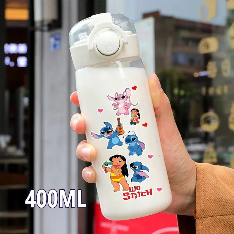 Lilo&Stitch 560/600/400ML Water Cup Children Portable Plastic Transparent Straw Stitch Outdoor Large Capacity Sport Water Bottle