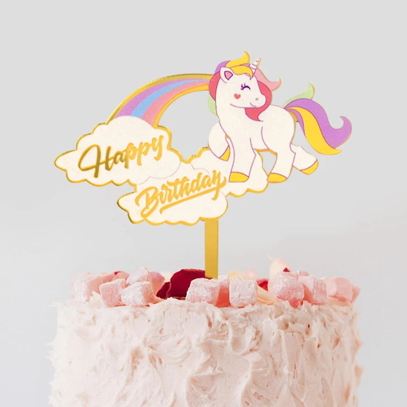 Acrylic Cake Topper Happy Birthday Cake Decorations For Baby Shower Mermaid Unicorn Party supplies Wedding Dessert