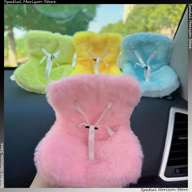 Mini Plush Safety Seat Kawaii Labubu Idol Kpop Doll Display Seat Car Air Aromatreatment Decoration Accessories