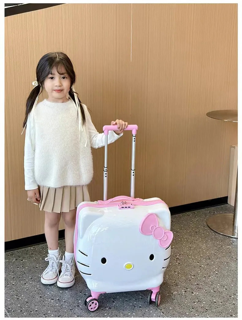 New Hello Kitty 14/20 Inch Cartoon Travel With Lock Trolley Box Cute Suitcase Makeup Case Large-capacity Storage Box Girls Gifts