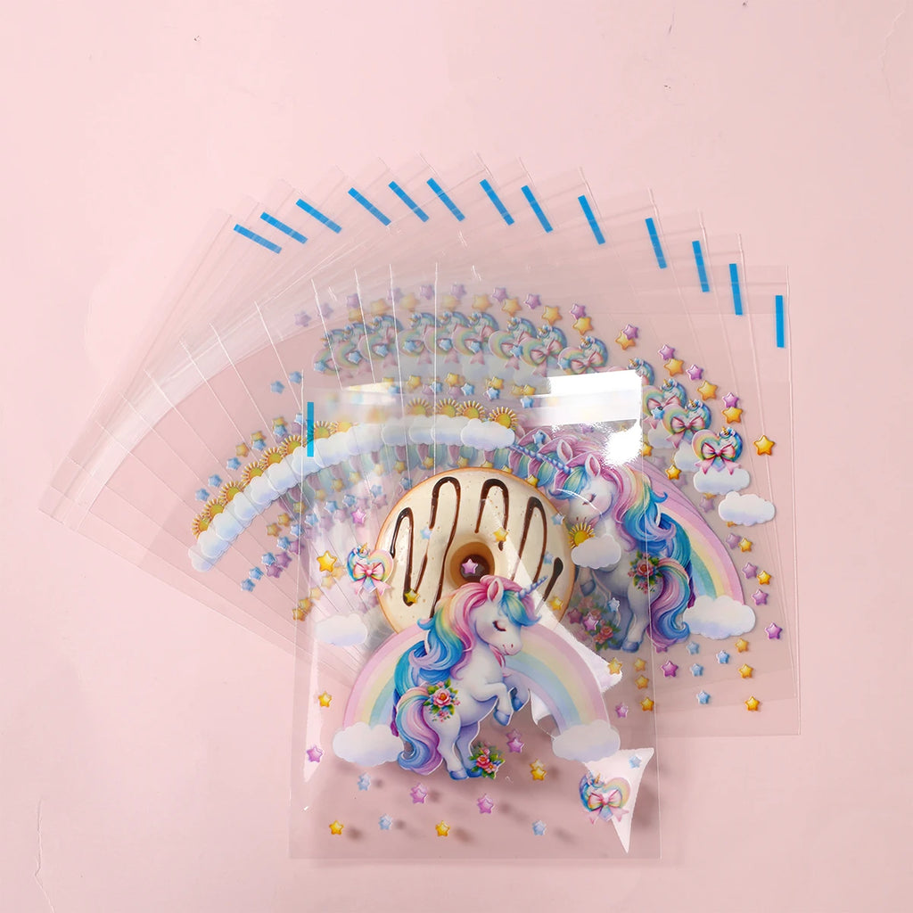 50/100Pcs Unicorn Party Gift Bags Birthday Party Decoration Candy Bags Packaging Bags Baby Shower Kids Favors Party Supplies