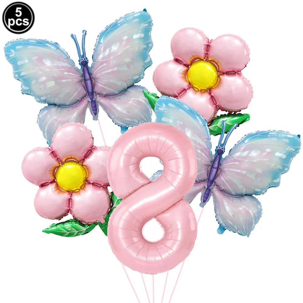 5pcs Colorful Butterfly Foil Balloons Butterfly Balloons Butterfly Themed Balloon Girl Party Birthday Wedding Baby Shower Decors