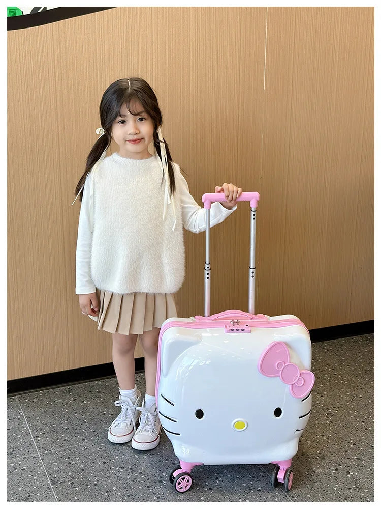 Hello Kittys Trolley Case Girls Sanrioed Universal Wheel Trolley Portable Suitcase Cartoon Travel Boarding Case Kids Toys Gift