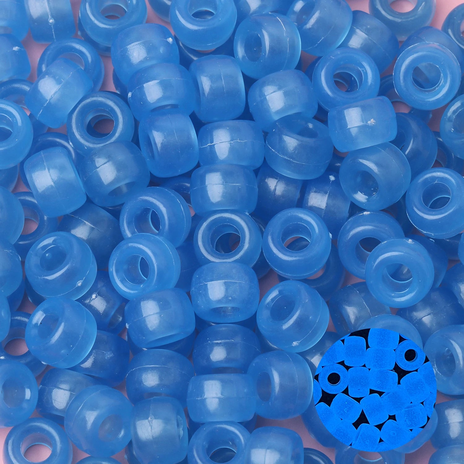 100pcs Luminous Pony Beads 6x9mm Acrylic Beads Big Hole Spacer Beads For Diy Craft Jewelry Charms Bracelets Making Hair Supplies