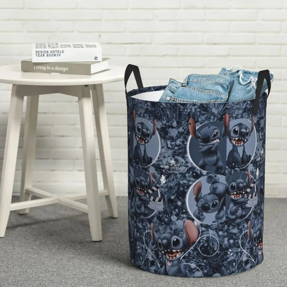 Customized SLilo And Stitch Cartoon Laundry Hamper Large Storage Basket Anime Kids Nursery Toy Organizer
