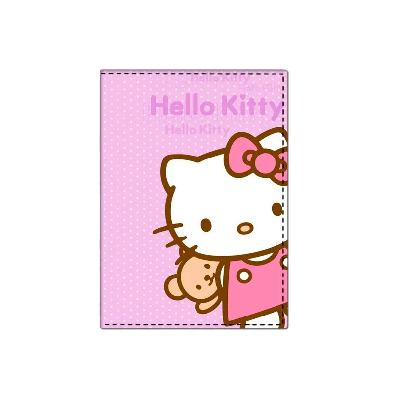 Lovely Hello Kitty PU Passport Cover Cartoon Print Girls Boys ID Card Holder Travel Ticket Passport Case
