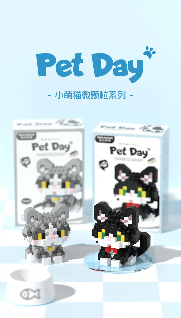 Cat Animal Brick Toy for Children Girls 8 To 10 Years Old Birthday Gifts Construction Block Set Mini Building Blocks Educational