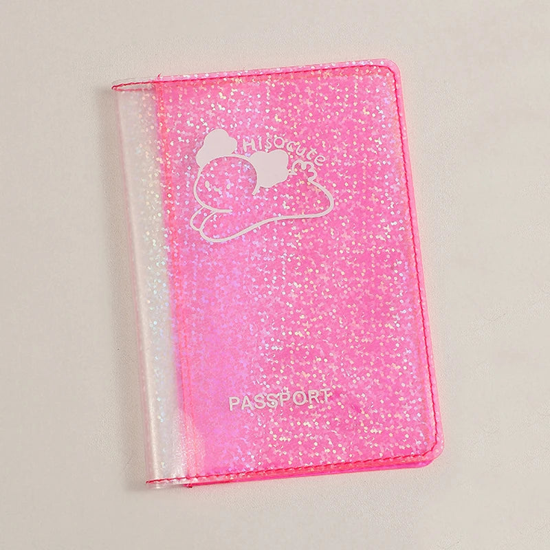 Fashion Transparent Starlight Passport Cover Girls Travel Ticket ID Credit Card Holders PVC Jelly Color Laser Passport Holder
