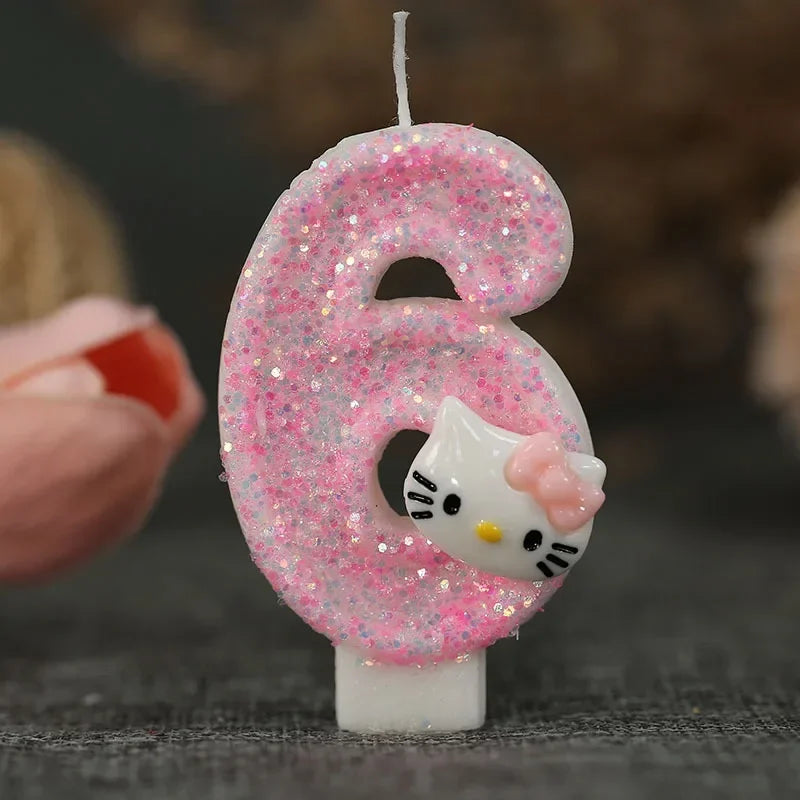 Kawaii Hello Kitty Number Birthday Candle Sanrio Kitty Cat Digital Candles Birthday Cake Decoration Anniversary Party Candles