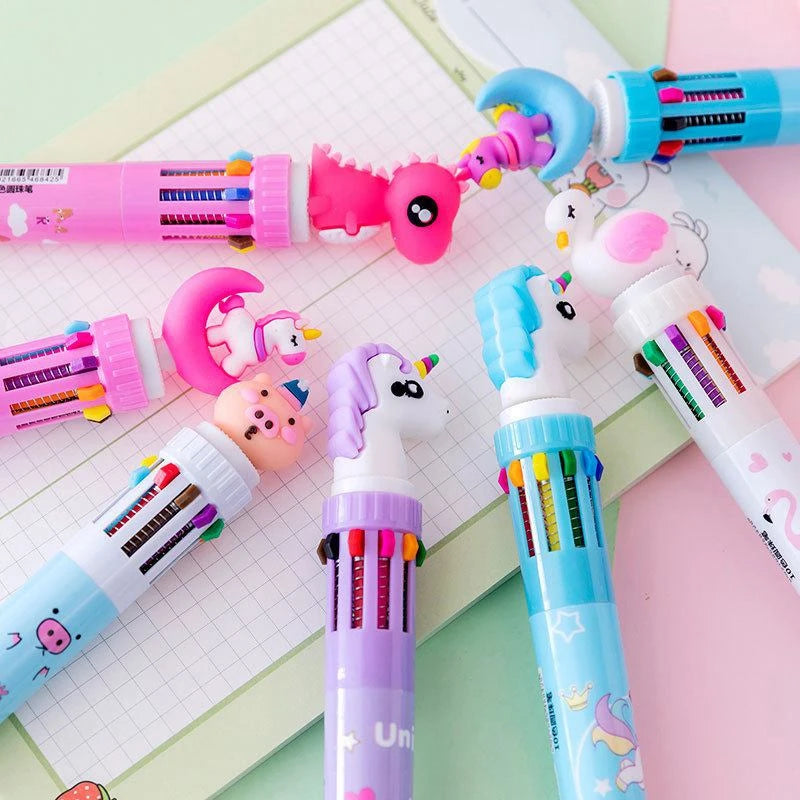 4PCS Cartoon Ballpoint Pen Gift Kids Favor Dinosaur Unicorn Birthday Party Children Prize Gift Christmas Wedding Guest Giveaways