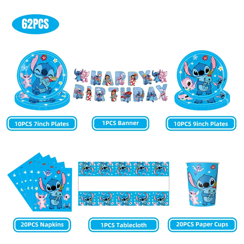 Stitch Party Supplies For Child Lilo And Stitch Birthday Party Decorations Balloons Banner Tablecloth Backdrop Tableware