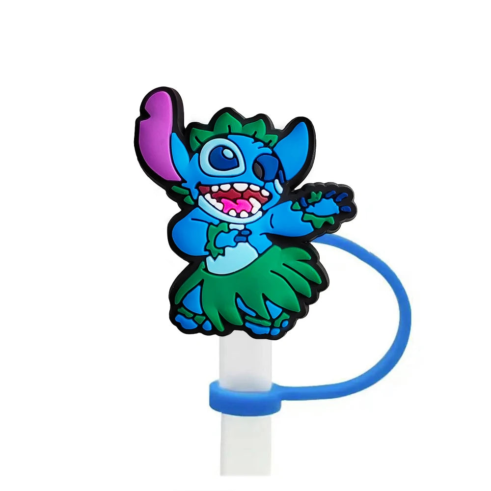 Cute Stitch Cartoon Silicone Straw Covers For Water Glass Bottle Drinking Dust Cap Straw Tips Cover Cup Accessories For 10mm