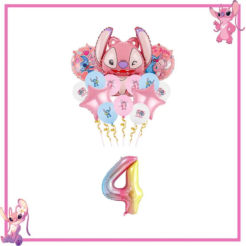 Pink Lilo Stitch Birthday Party Decoration Stitch And Angel Birthday Party Decorations Tableware Plates Balloons Girls Toy Gifts