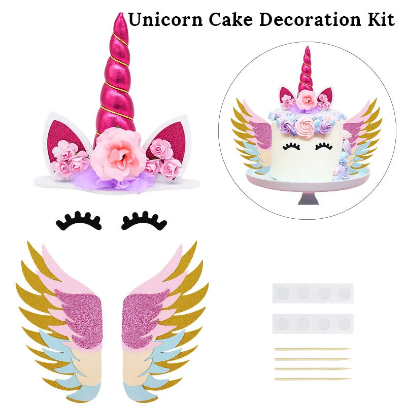 Rainbow Cake Toppers Baby Shower Girl 1st Birthday Party DIY Decoration Kid Cupcake Wrapper Wedding Unicorn Theme Party Supplies