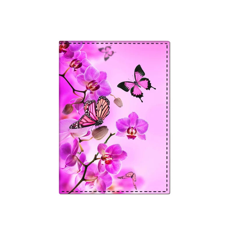 Beautiful Butterfly Passport Cover Girls Flower Travel Passport Holder PU Leather Women Credit Card Wallet Ticket Bag Passports