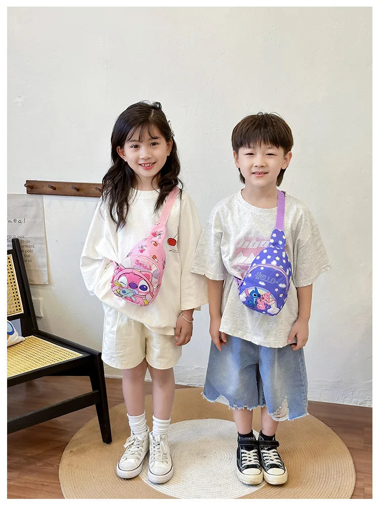 Stitch Anime Shoulder Bags Kawaii Fashion Chest Bag Travel Satchel Casual Portable Totes Backpacks Birthday Gifts For Boys Girls