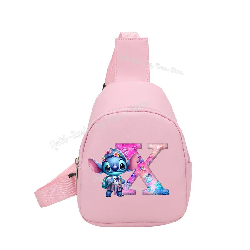 Cartoon Lilo&stitch Pu Chest Bag Mini Outdoor ShoulderBag Boy Girl Satchel Bags Costume Accessories Students Crossbady Bag Purse