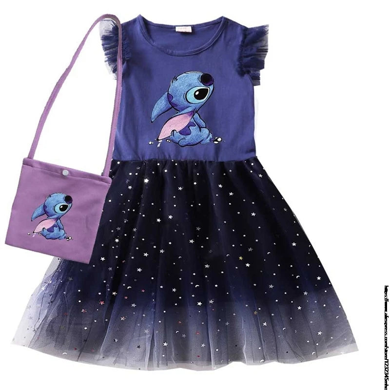 Lilo And Stitch Dresses Girls Dress Cartoon Princess Dress Kids Costume 3D Print Beautiful Skirt 1-10 Years Child Clothes