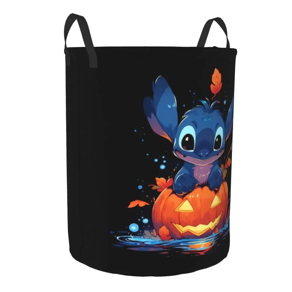 Customized SLilo And Stitch Cartoon Laundry Hamper Large Storage Basket Anime Kids Nursery Toy Organizer