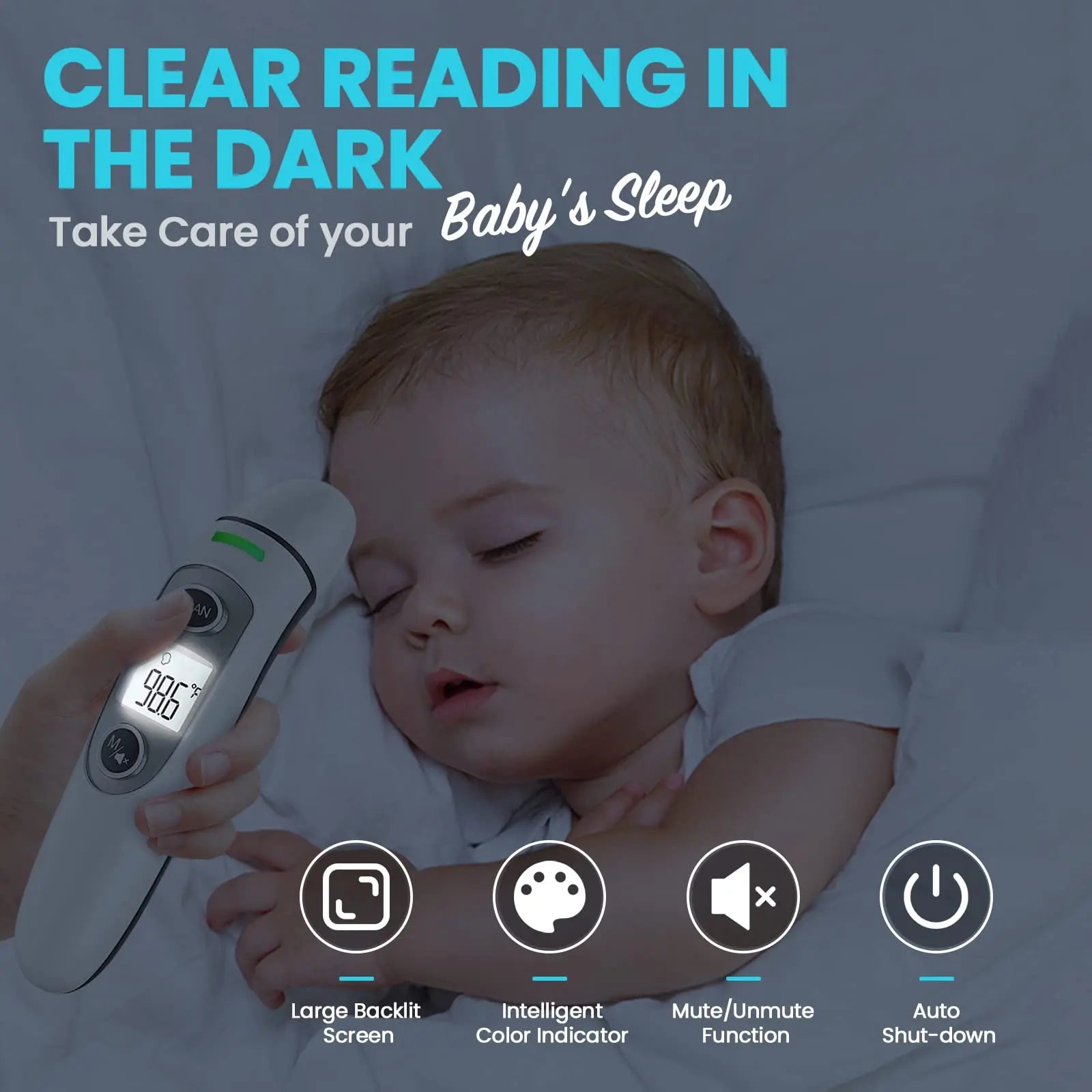 Forehead Thermometer for Adults Baby and Kids Digital Infrared Thermometer Non-Contact Thermometer with LCD Screen Fever Alert
