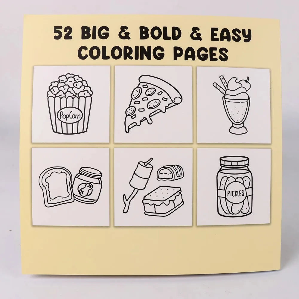Food Drink & Sweets: Coloring Book for Adults and Kids, Bold and Easy, Simple and Big Designs for Relaxation Featuring a Variety