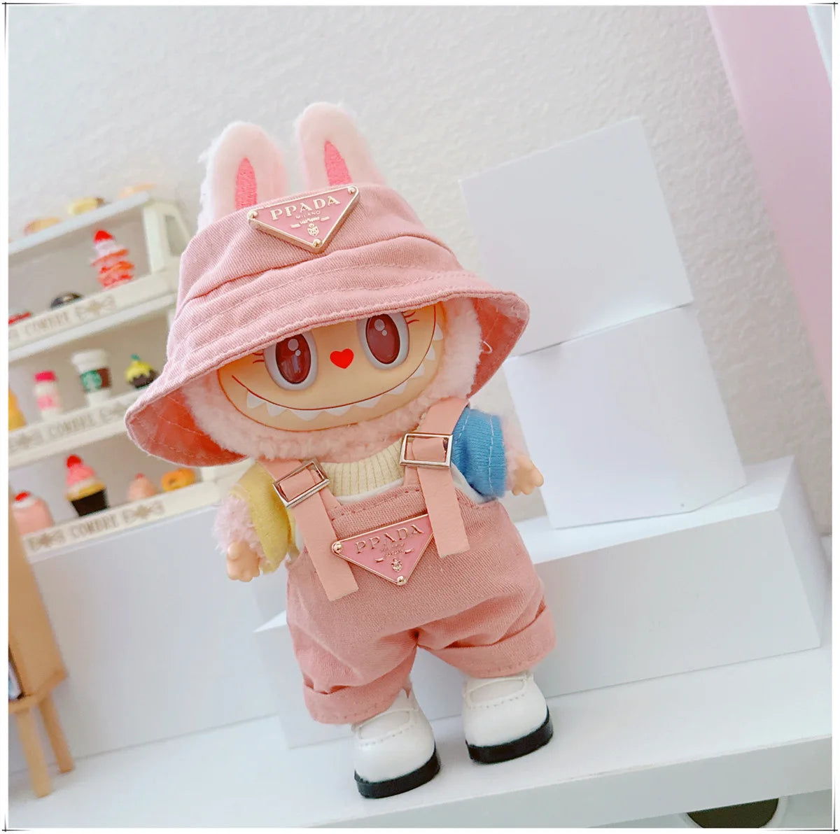 The first and second generations of Labubu only sell 17cm seated party clothes accessories inverted triangle workwear fashion