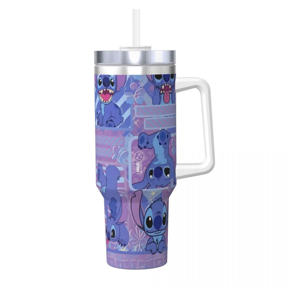 Stainless Steel Tumbler   Stitch Mugs Cup With Straws Travel Cold and Hot Water Bottle Heat Preservation 40oz Thermal Mug