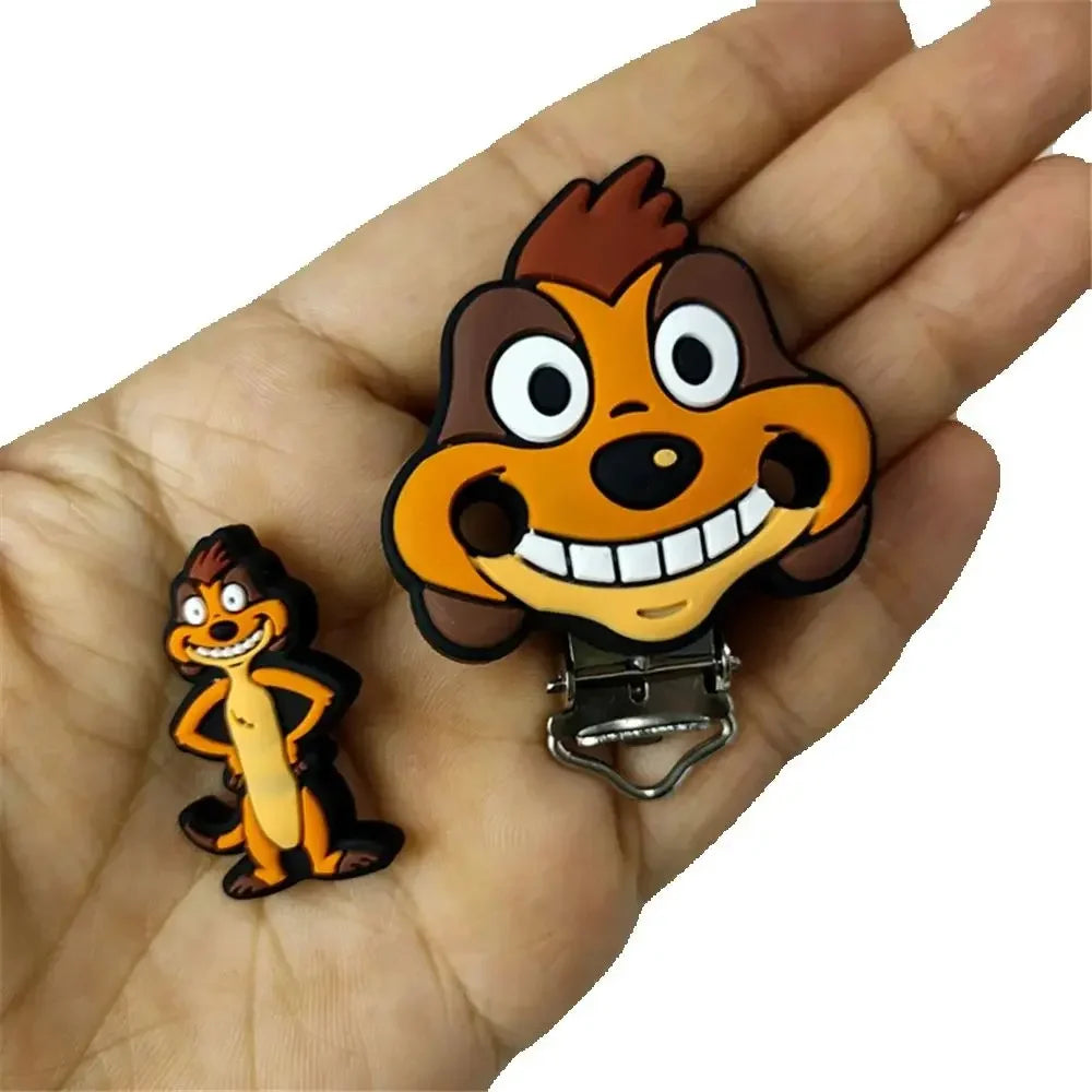2pcs one set Moana Simba Dumbo marie cat Stitch 101dog Silicone clip Focal Beads Pacifier Chain Clips Toy Jewelry Accessories