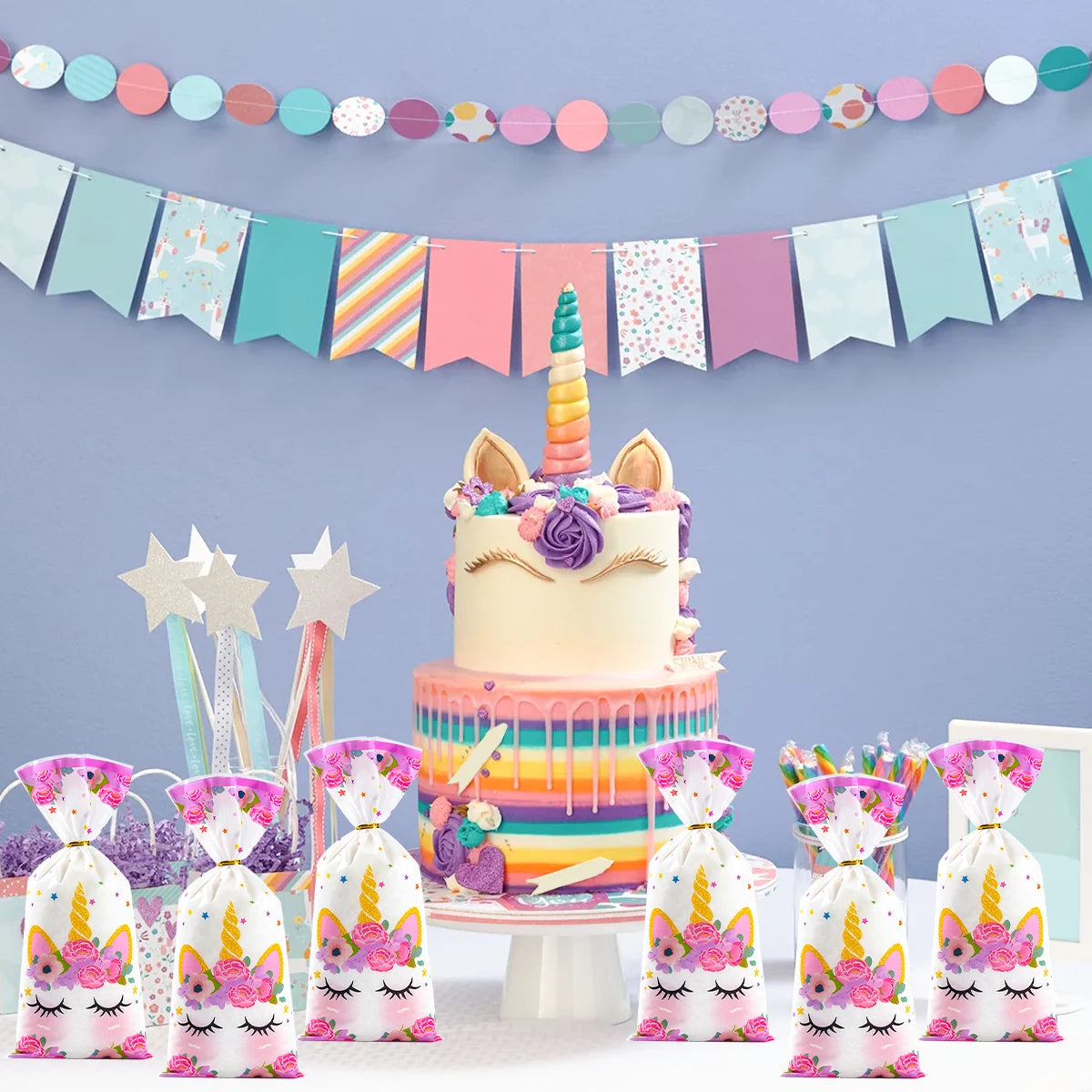Rainbow Unicorn Disposable Tableware Background Unicorn Birthday Party Decorations Kids Baby Shower Girl Birthday Party Supplies
