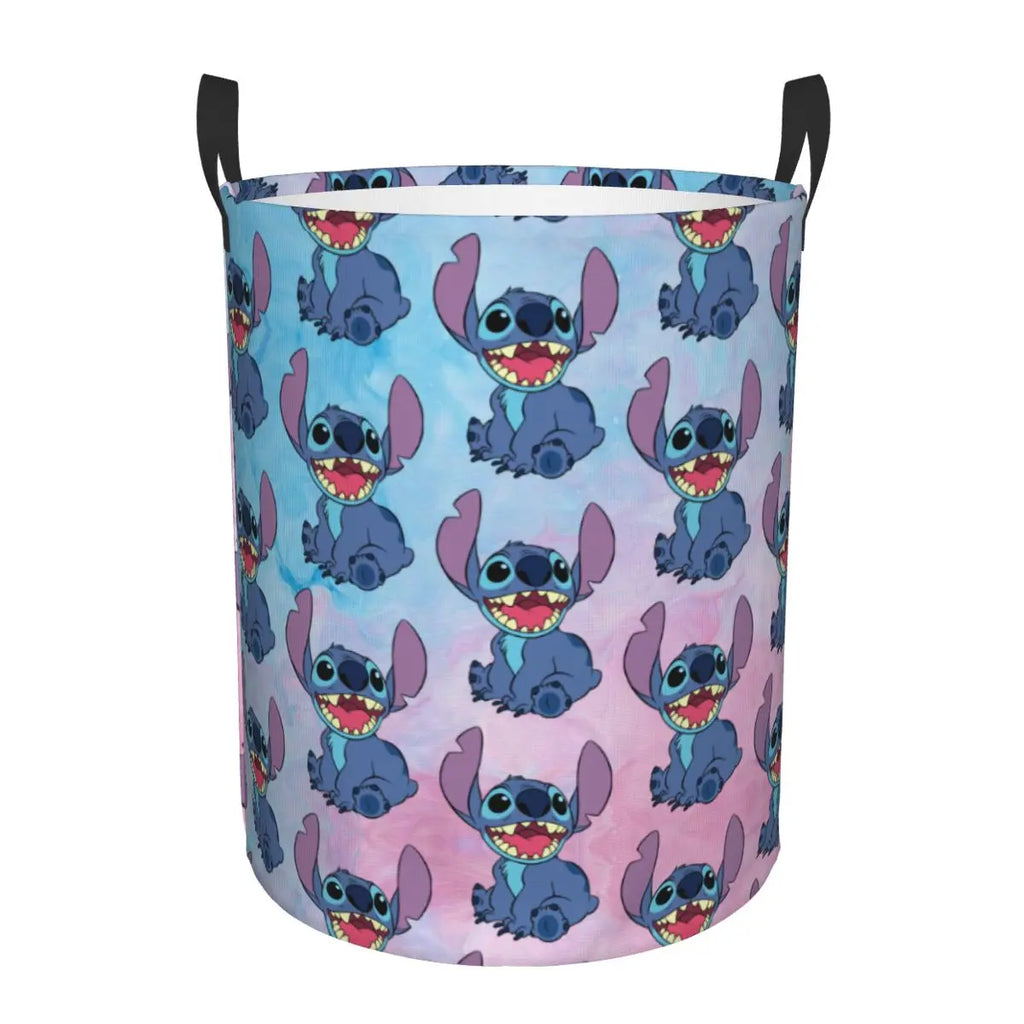 Customized SLilo And Stitch Cartoon Laundry Hamper Large Storage Basket Anime Kids Nursery Toy Organizer