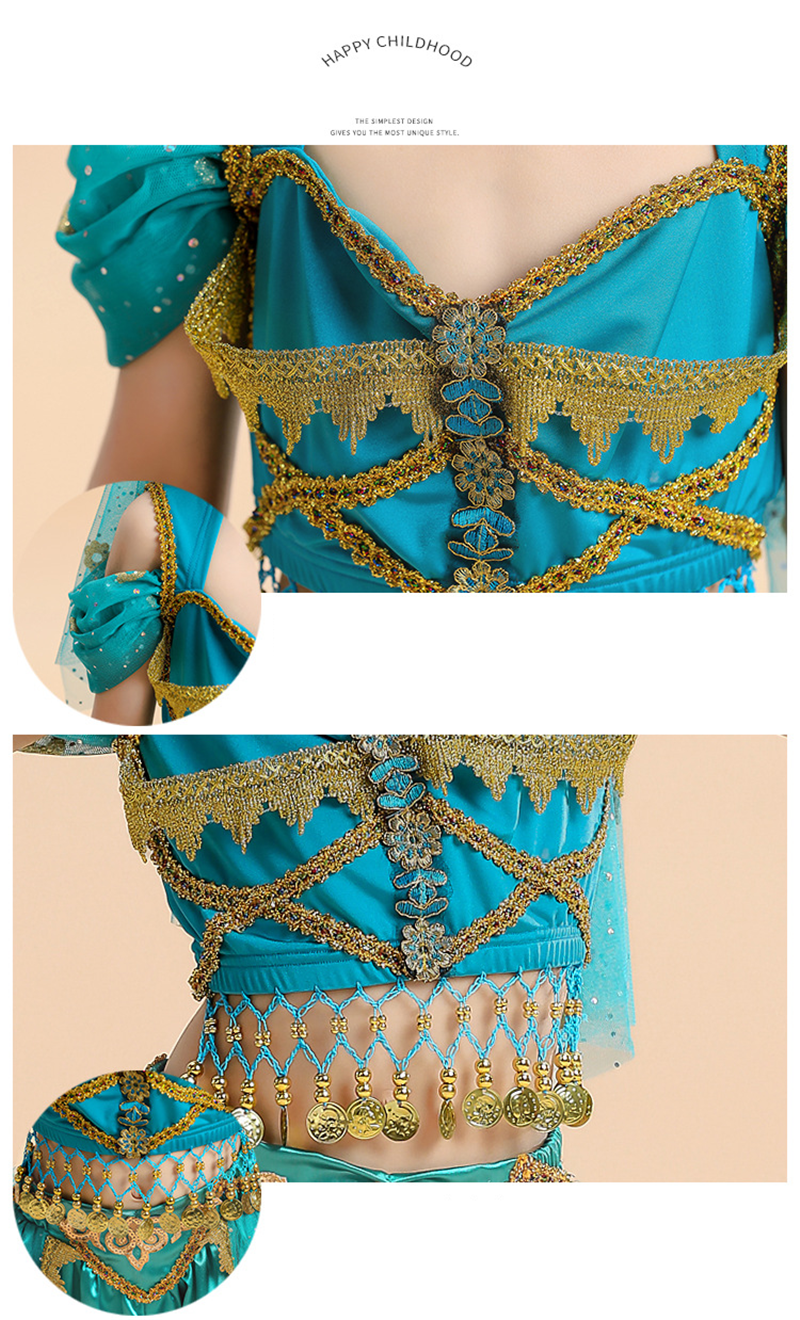  Kids India Princess Belly Dance Set Oriental Indian Dance Sari Girl Performance Costume Bollywood Children Stage Outfit