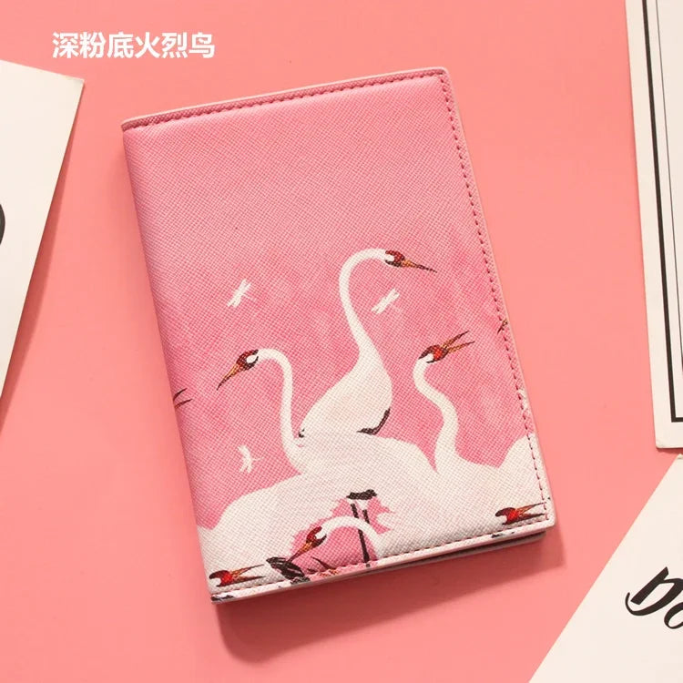 Fashion Men Women Travel Leather Passport Holder Card Case Protector Cover Floral Wallet Bags Flower Passport Cover for girls