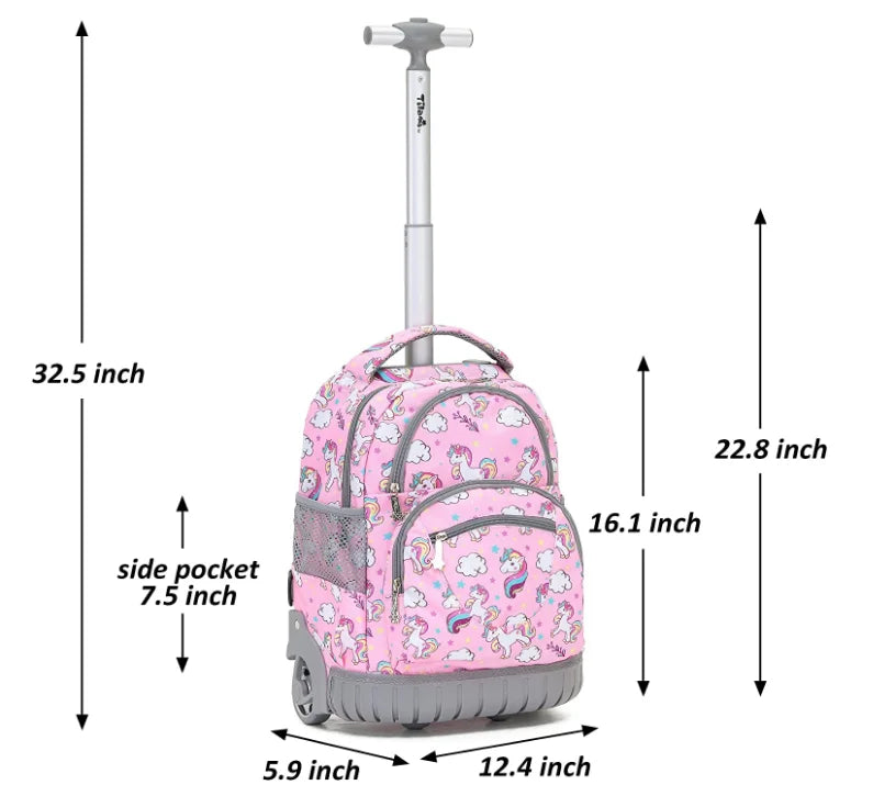 Children Rolling Backpack 16 inch Set 3 in 1 with Lunch Bag  Pencil Case for Girls Kids Travel Trolley Rolling Luggage Suitcase