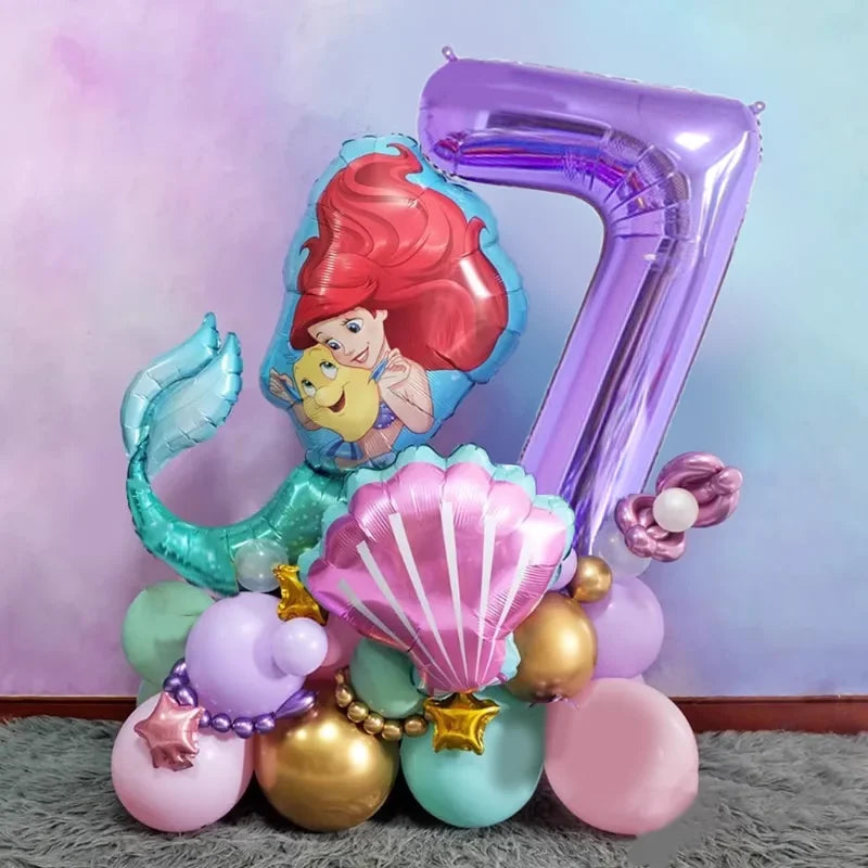 Mermaid Ariel Princess Birthday Party Decorations Disposable Tableware Plate Straw Cup Balloons Baby Shower Party Supplies