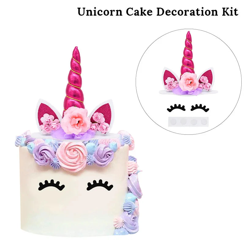 Rainbow Unicorn Cake Topper Kids Girl Birthday Party DIY Decoration Baby Shower Wedding Favors Unicorn Theme Party Supplies