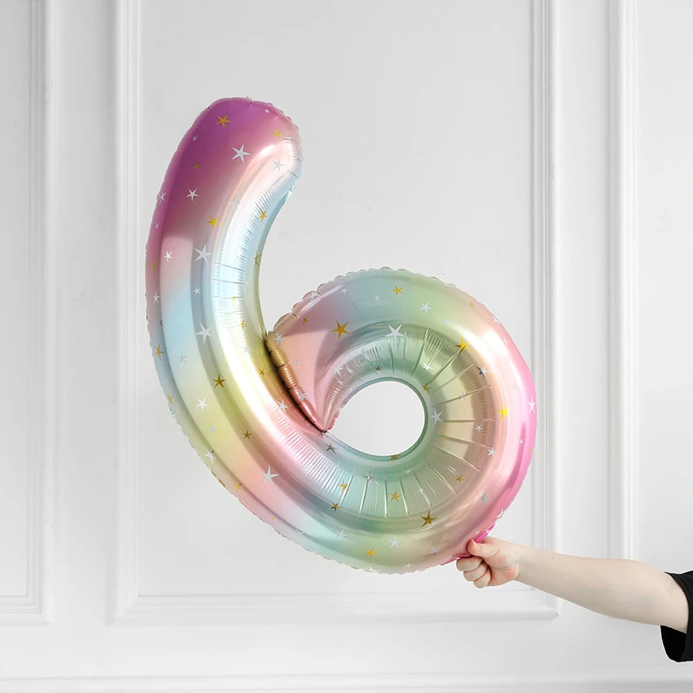 Large Rainbow Unicorn Helium Balloons 40inch Number Foil Balloons Unicorn Theme Birthday Girl Boy Party Decoration Baby Shower