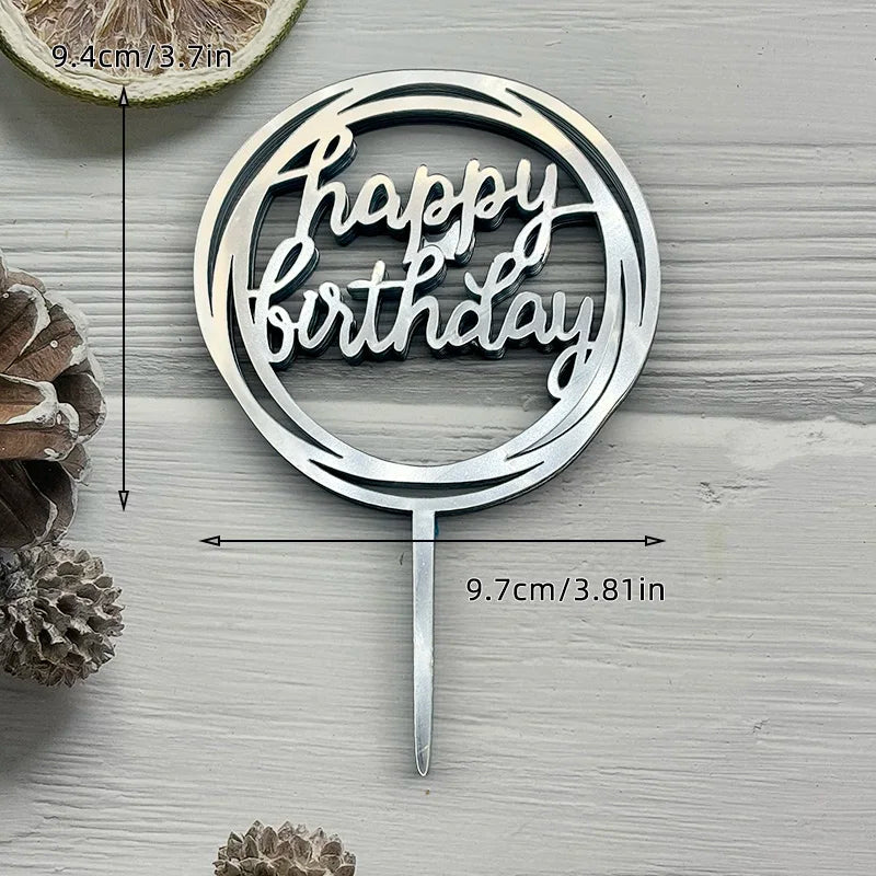 10 Pcs Acrylic Happy Birthday Cake Topper Pink Gold Silver Acrylic Kids Men Women Cake Decorations for Baby Shower Gift Supplies