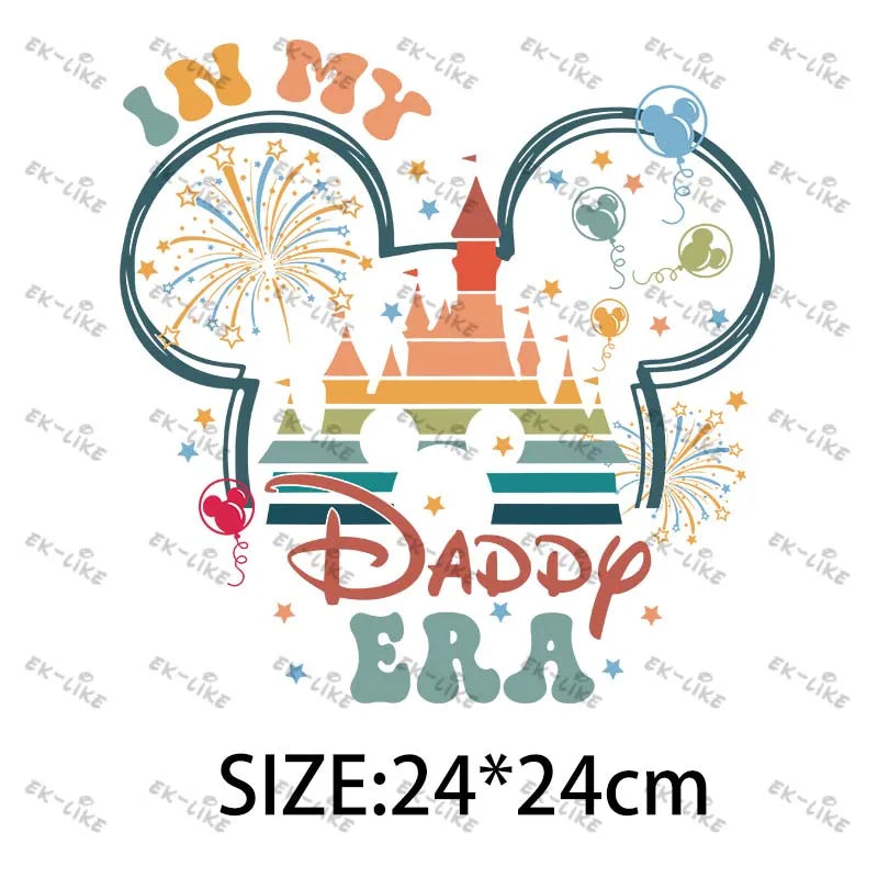 Dad Squad King Lion Toy Story Mickey Stitch Happy Father's Day Iron on Picture on Clothes Strong viscosity Diy Craft