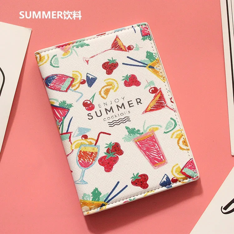 Fashion Men Women Travel Leather Passport Holder Card Case Protector Cover Floral Wallet Bags Flower Passport Cover for girls