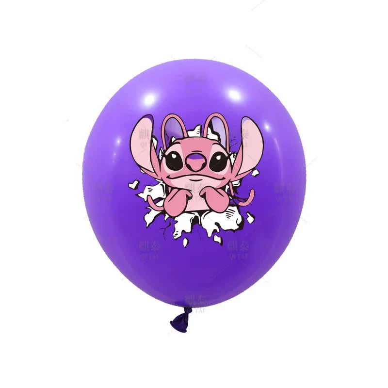 10pcs Angel Lilo Stitch Party Balloons 12" Latex Balloons Set for Pink Stitch Baby Shower Birthday Party Supplies Decorations