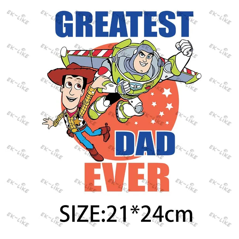Dad Squad King Lion Toy Story Mickey Stitch Happy Father's Day Iron on Picture on Clothes Strong viscosity Diy Craft