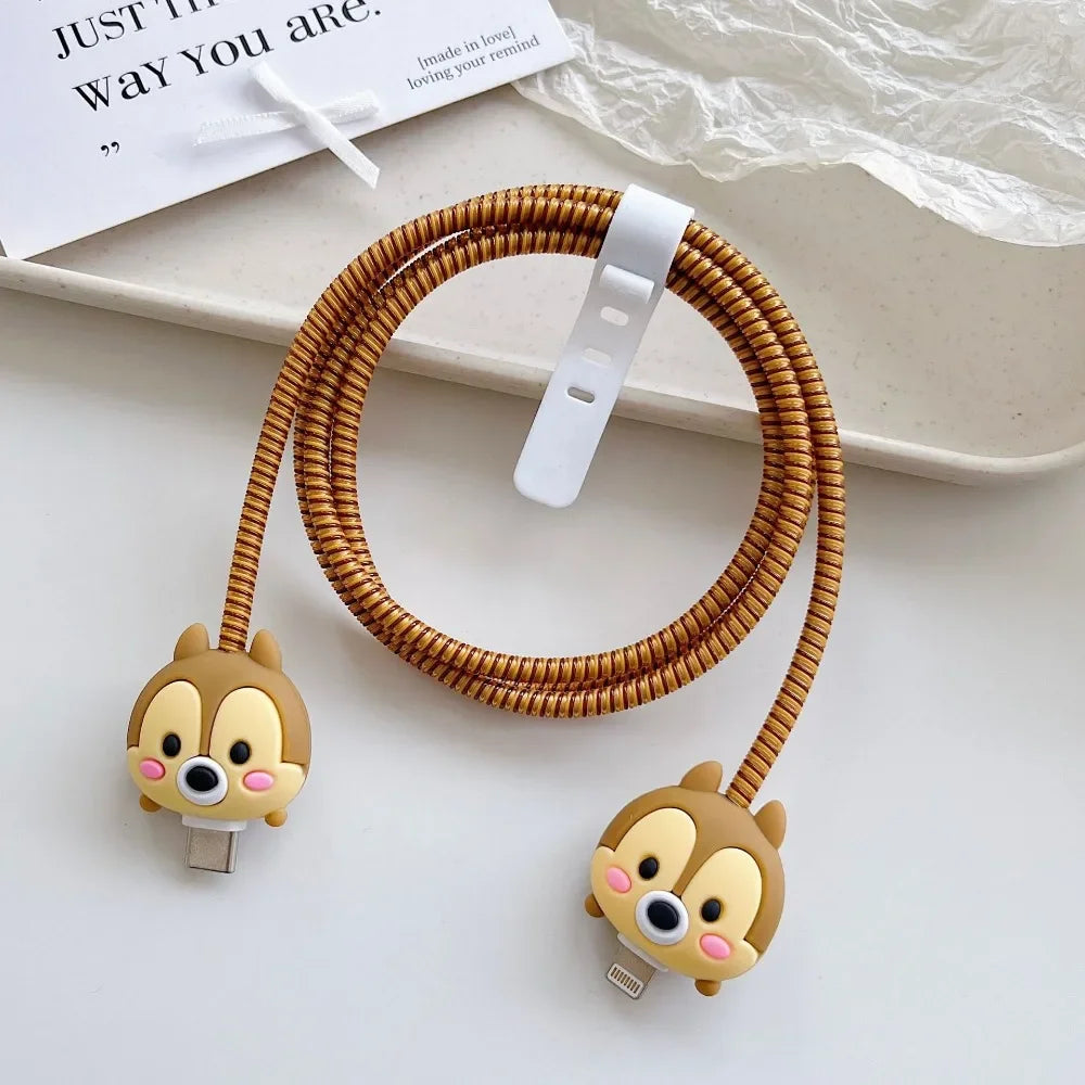 New Cartoon Charger Cable Protector for IPhone 15 14 13 12 18W 20W Charger Protection Cover Stitch Data Line Winder Protective