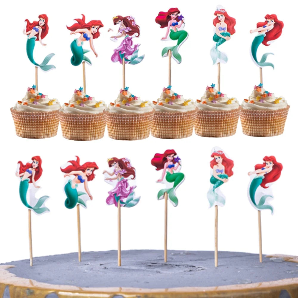 Mermaid Cake Decorations Under the Sea Cake Toppers Girl Birthday Party Decoration Mermaid Cupcake Supplies Baby Shower Decor