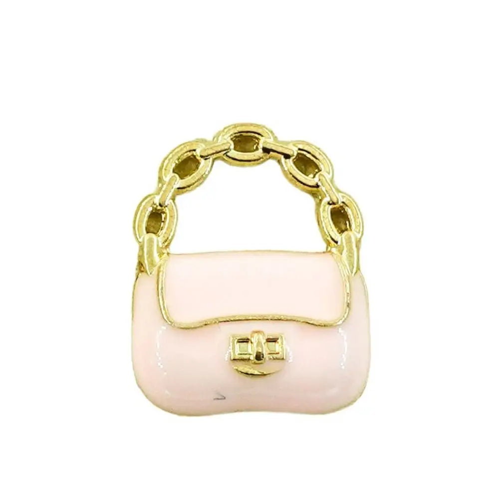 DIY Toy Dollhouse Miniature Metal Handbag Black/White Cute Doll Miniature Bag Decoration Fashion Dollhouse Mini Metal Chain Bag