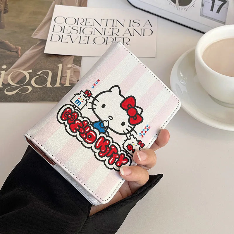 Sanrio Hello Kitty Travel Passport Cover Women Girls Passport Credit Card Holder PU Cartoon Organizer Case Passport Wallet Gift